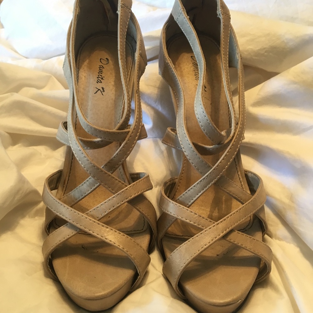 Strappy Faux Leather Size 10 Heels